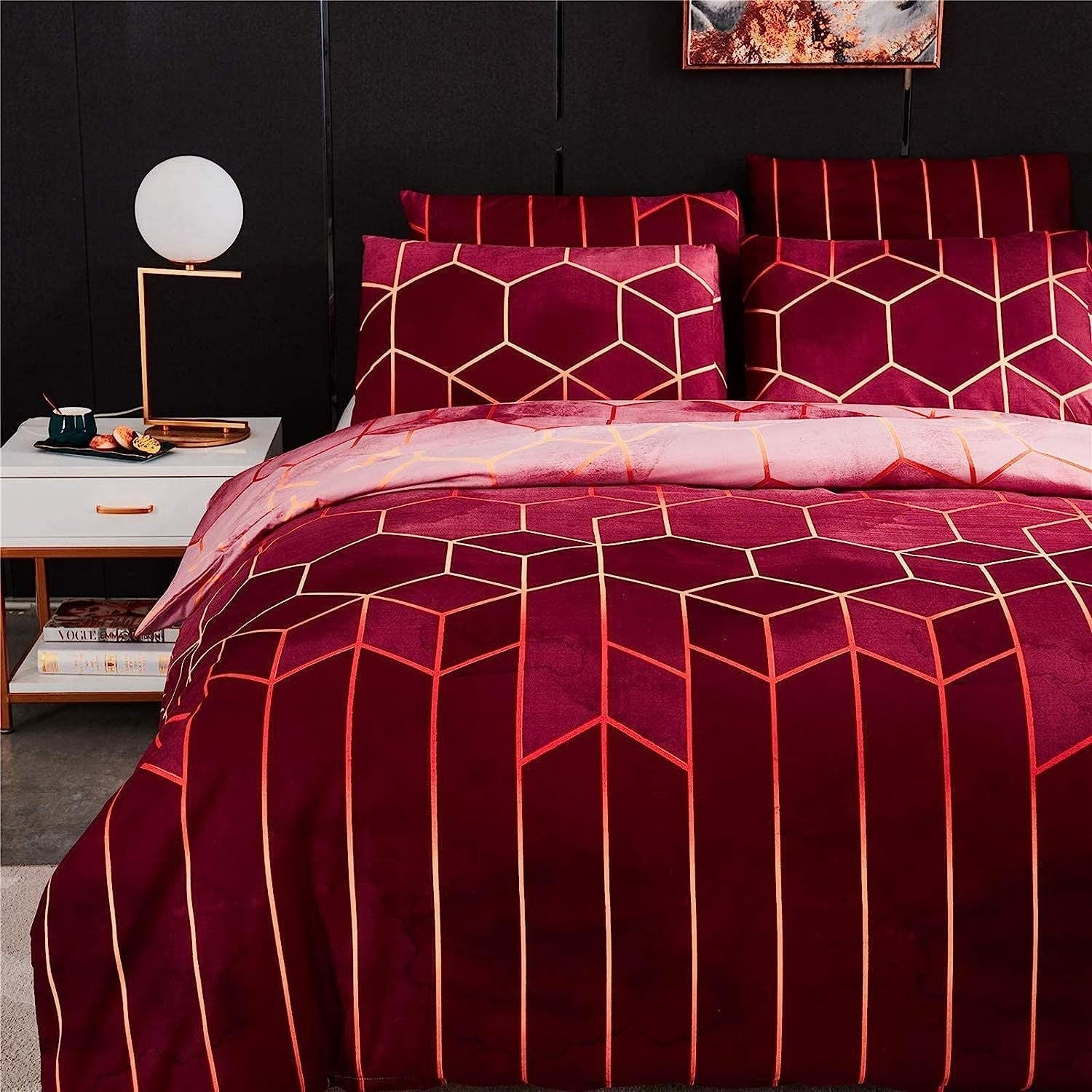 Stylischer Bettbezug mit geometrischem Design – Atmungsaktiv & Kühlend
