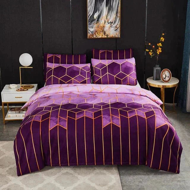 Stylischer Bettbezug mit geometrischem Design – Atmungsaktiv & Kühlend