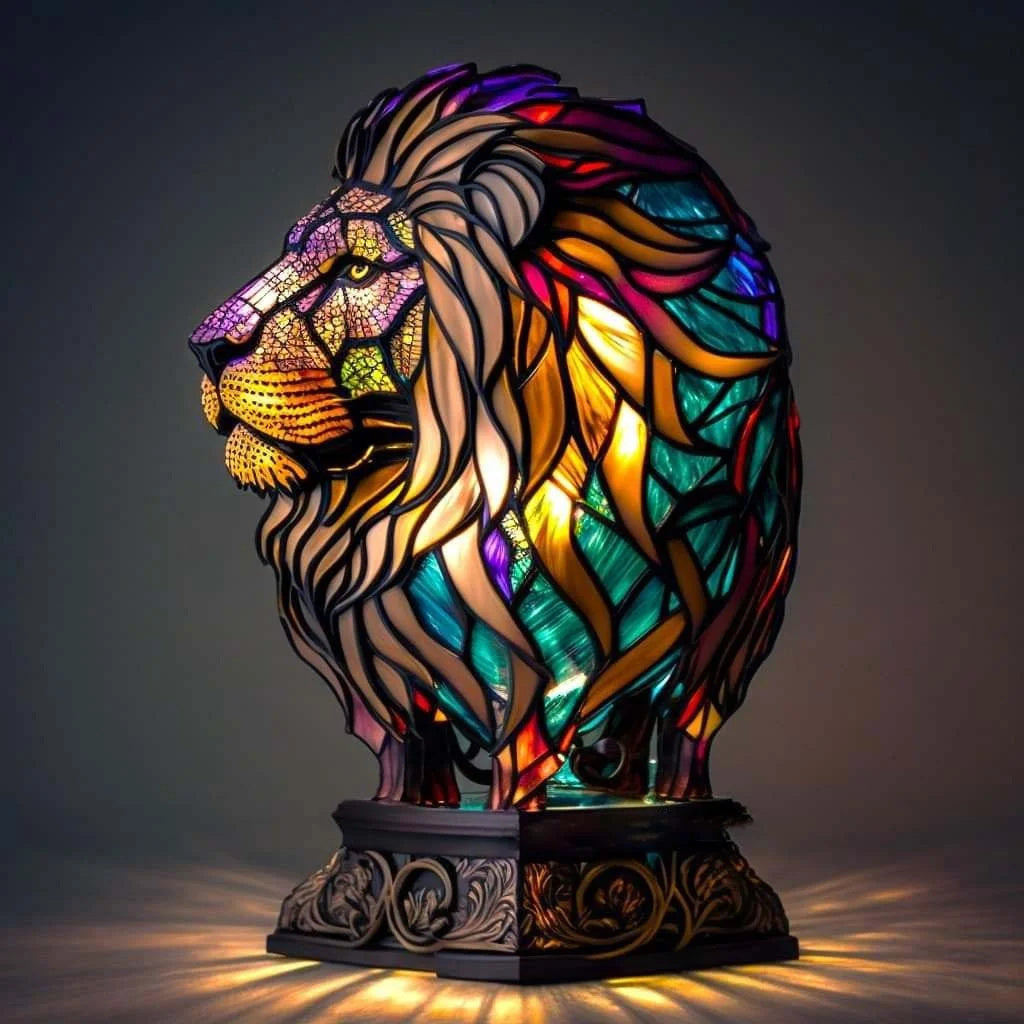 Künstlerische Tischlampe aus Glas mit Tiermotiven