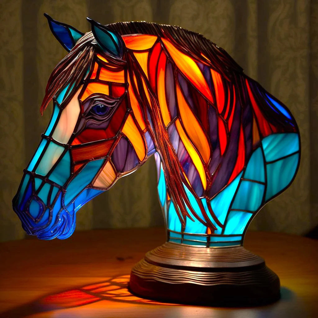 Künstlerische Tischlampe aus Glas mit Tiermotiven