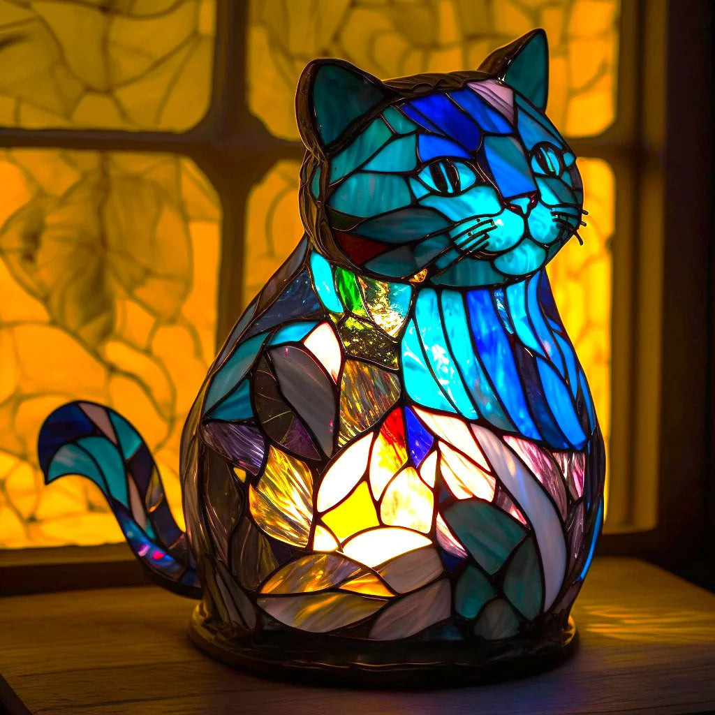 Künstlerische Tischlampe aus Glas mit Tiermotiven