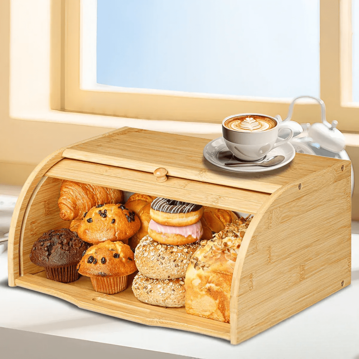 Stilvolle Brotbox aus Holz mit Rolltop – Frische für Ihre Küche