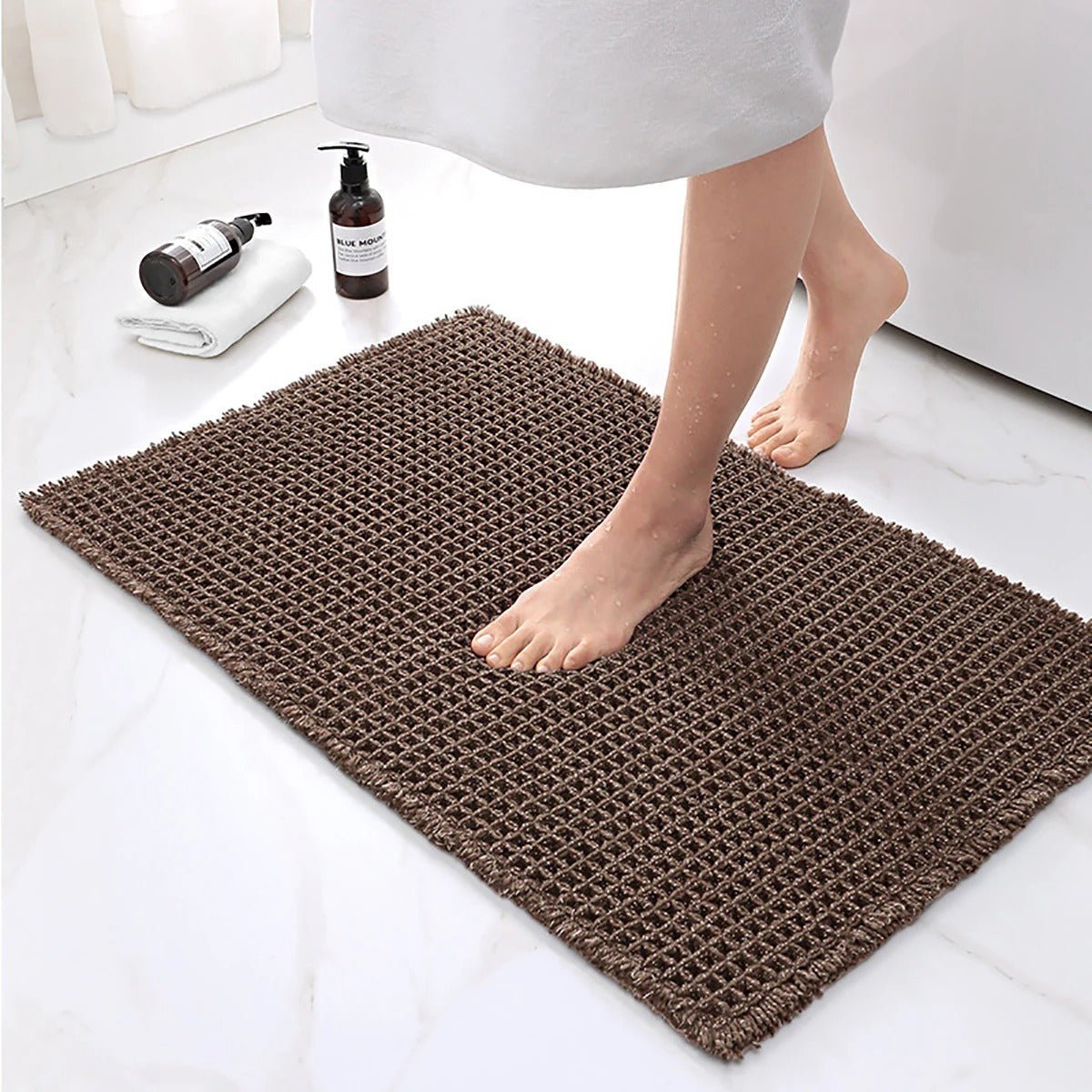 Elegante Badezimmermatte mit rutschfester Unterlage und Waffeldesign