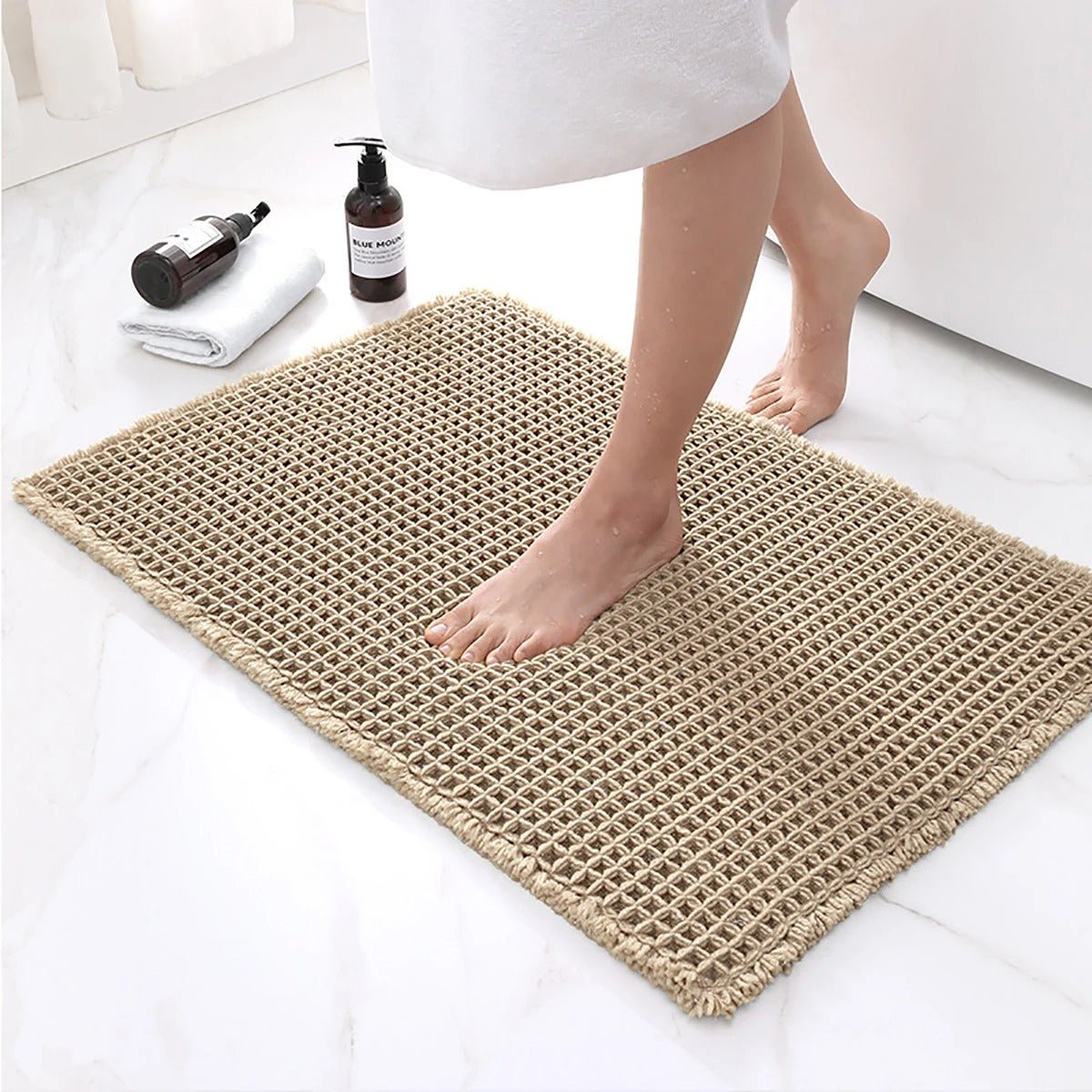 Elegante Badezimmermatte mit rutschfester Unterlage und Waffeldesign