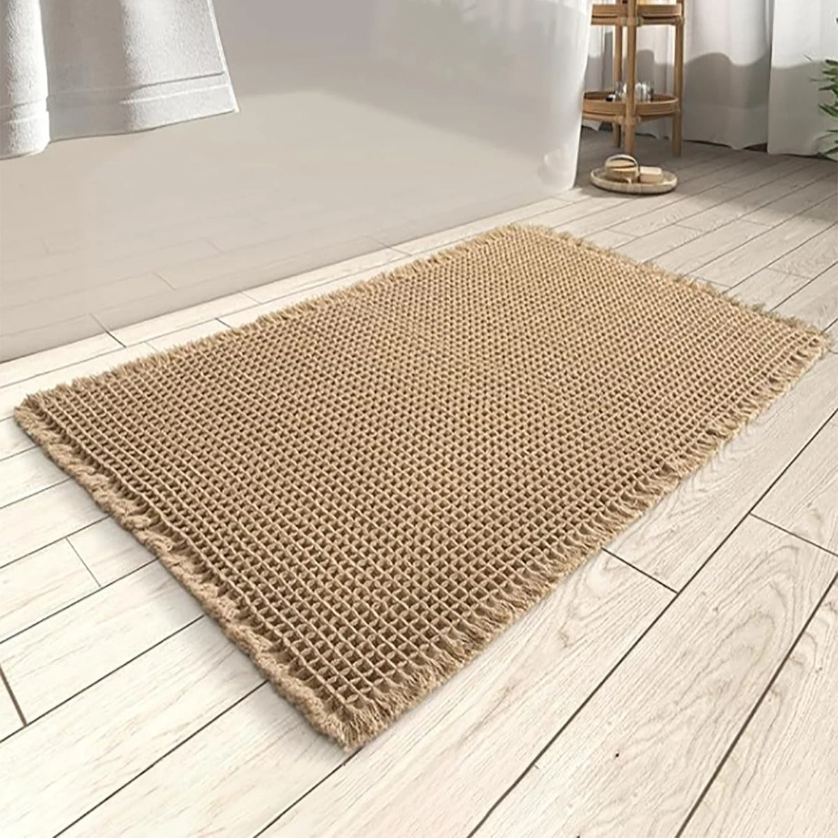 Elegante Badezimmermatte mit rutschfester Unterlage und Waffeldesign