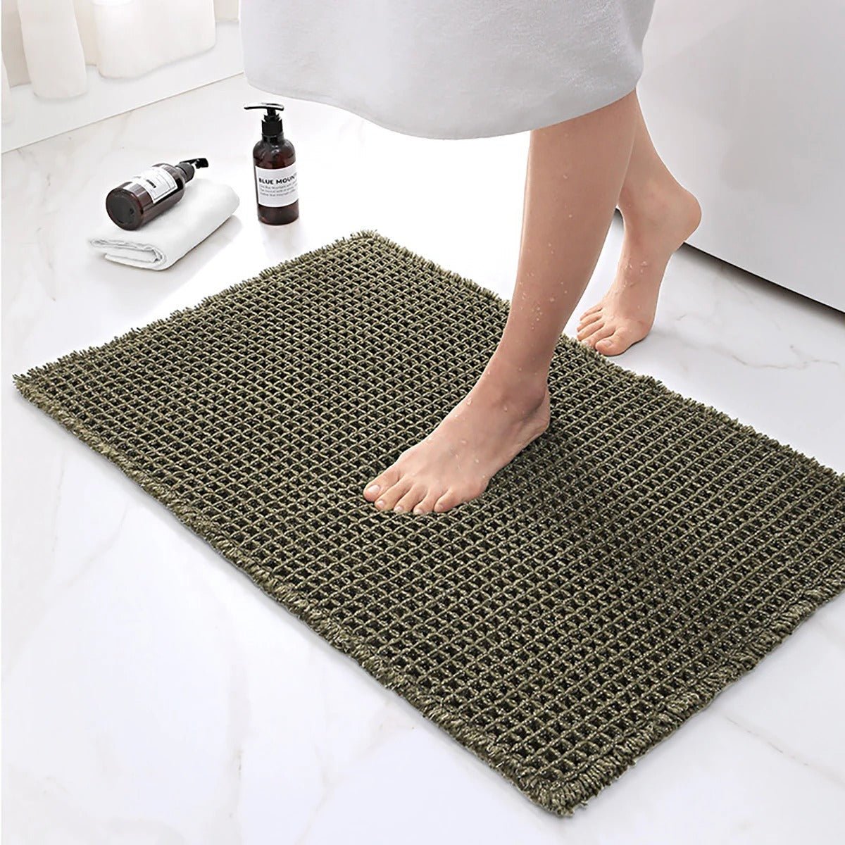 Elegante Badezimmermatte mit rutschfester Unterlage und Waffeldesign