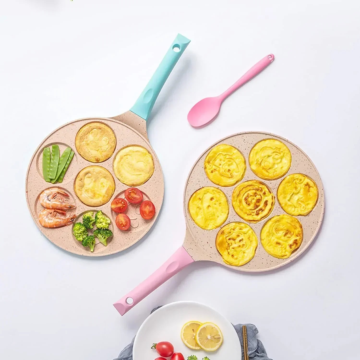 Happy Breakfast Pan for Kids - Fun Shapes for Pancakes and Eggs