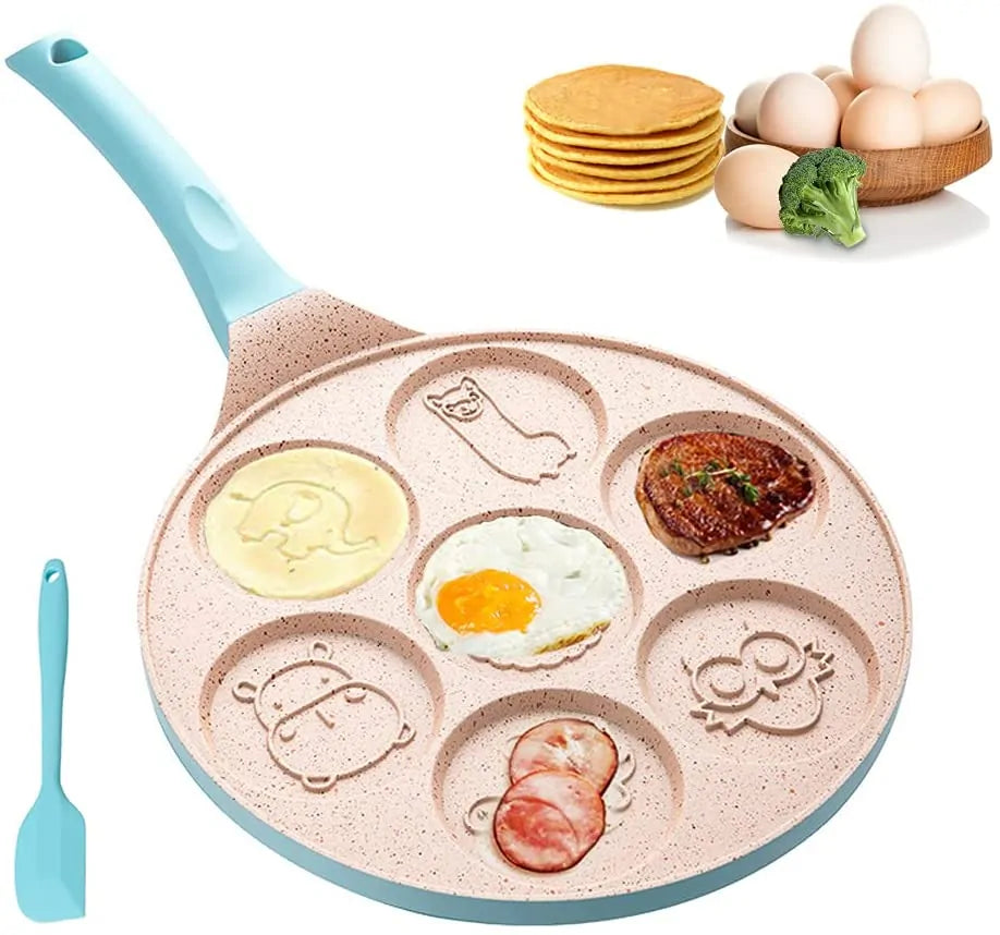 Happy Breakfast Pan for Kids - Fun Shapes for Pancakes and Eggs