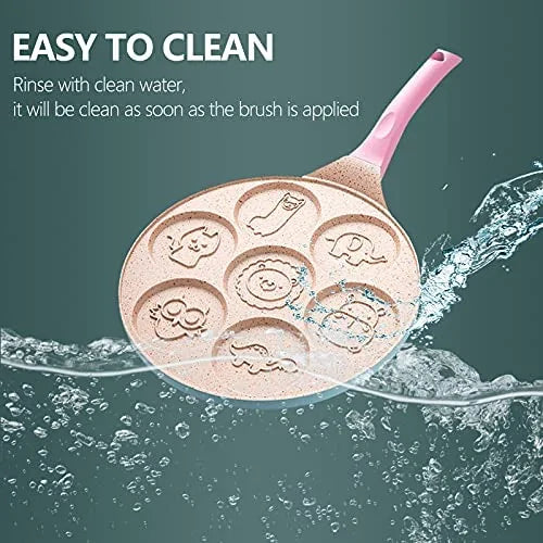 Happy Breakfast Pan for Kids - Fun Shapes for Pancakes and Eggs
