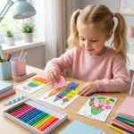 Set for creative paintwork with rainbow colours