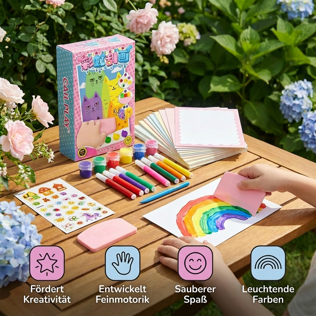 Set for creative paintwork with rainbow colours