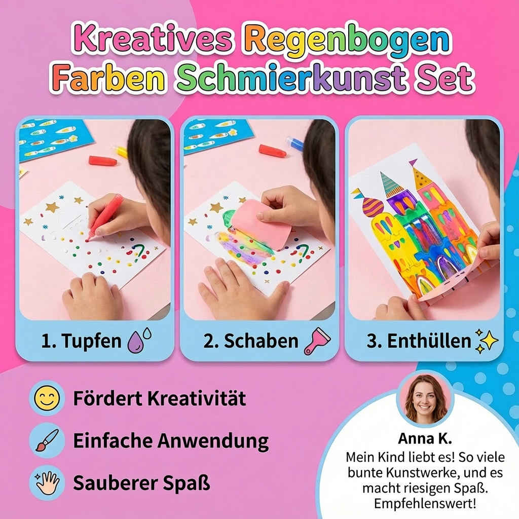 Set for creative paintwork with rainbow colours