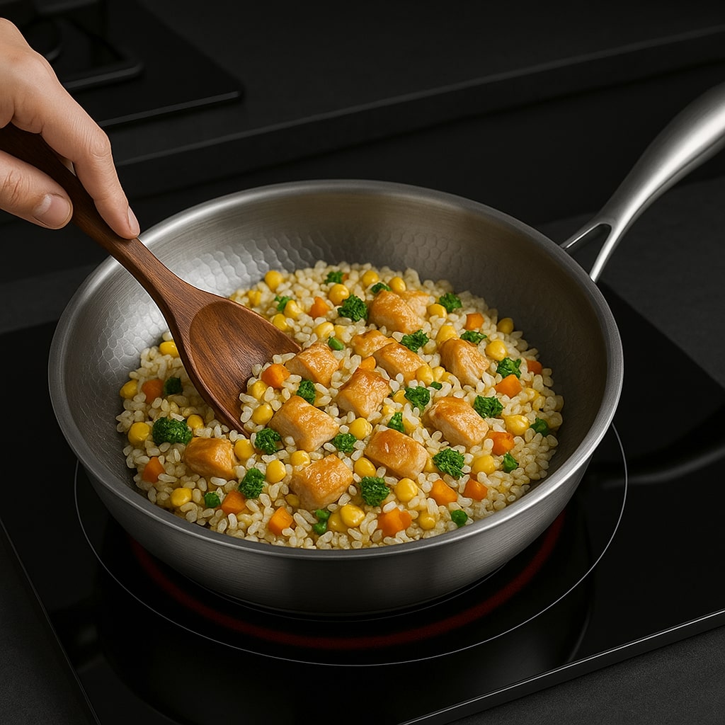 High-quality titanium frying pan for all hob types
