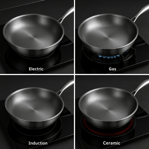 High-quality titanium frying pan for all hob types