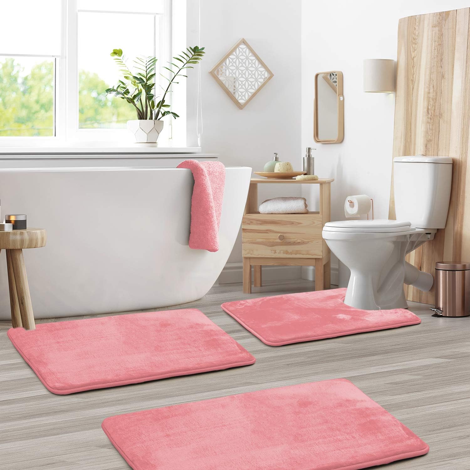 3-Piece Memory Foam Bath Mat Set – Non-slip, Absorbent, Washable