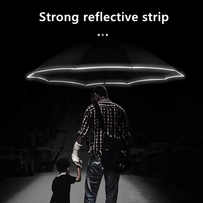Wetterfester LED-Regenschirm mit reflektierenden Details und umgekehrtem Design