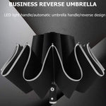Wetterfester LED-Regenschirm mit reflektierenden Details und umgekehrtem Design