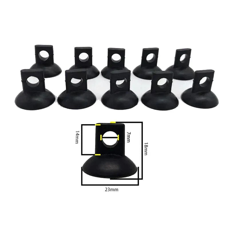 10-piece set of black suction cups for attaching air hoses in the aquarium