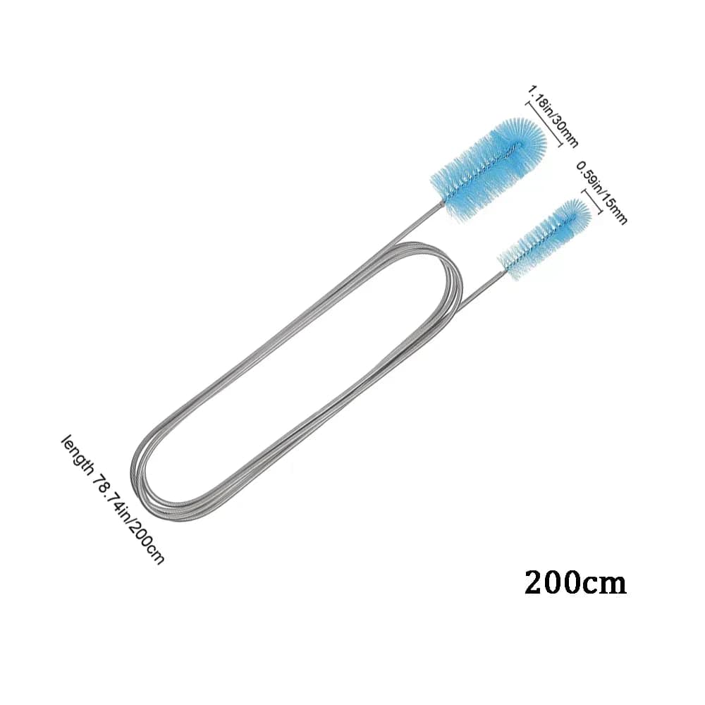 Aquarium Cleaning Brush 90/155/200CM for Air Hoses – Stainless Steel, Flexible, Double-Ended Tube Brush for Fish Tank Accessories