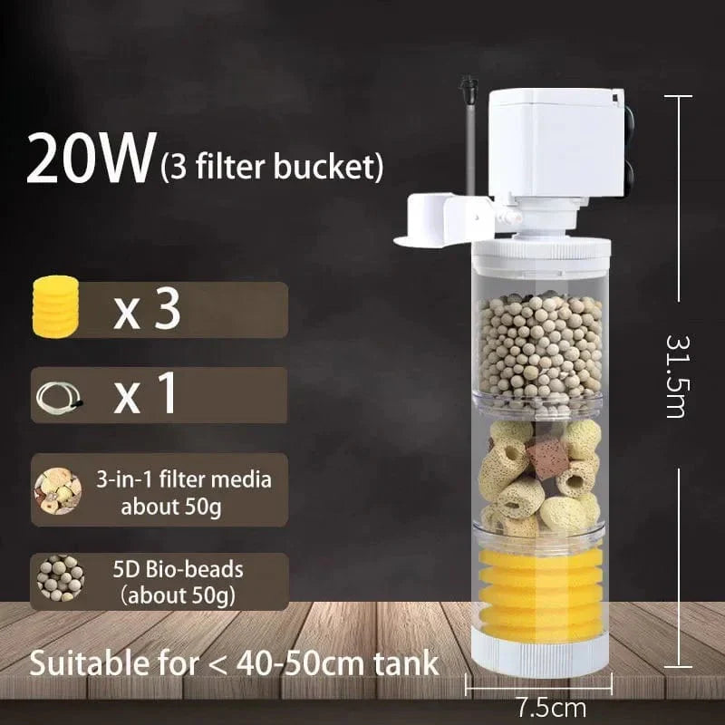 220V 5-in-1 Geräuschloser Filter für Aquarien und Teiche