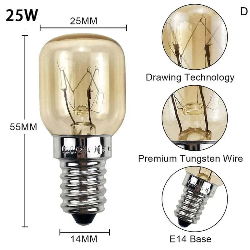 15W 25W E14 High Temperature Light Bulb 220V 300 Degree Microwave Lamp