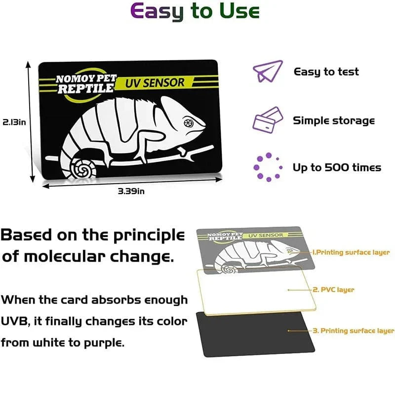 2-piece Fluorescent Color Change Test Cards for Reptile Lighting UVA UVB