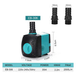 Submersible Pump 3-60W for Ponds and Aquariums – Quiet, 220V-240V/110V