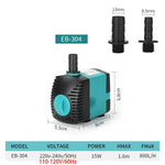 Submersible Pump 3-60W for Ponds and Aquariums – Quiet, 220V-240V/110V
