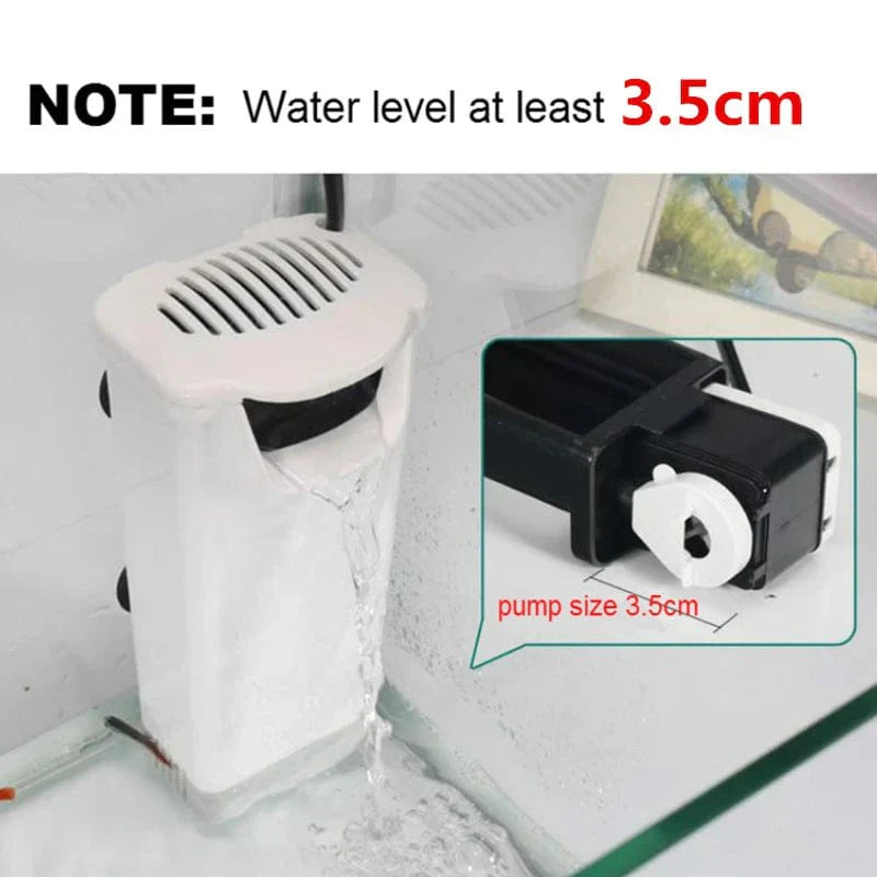 3W Aquarium Filter Pump for Waterfalls – 200L/H for Turtles and Fish, Low Water Level, 220-240V