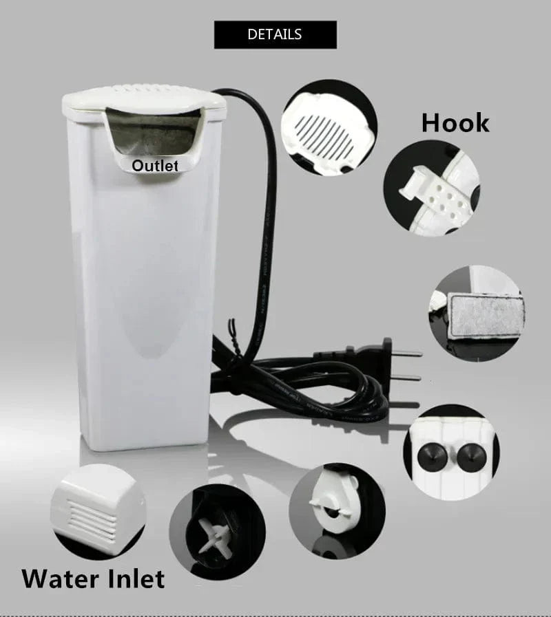 3W Aquarium Filter Pump for Waterfalls – 200L/H for Turtles and Fish, Low Water Level, 220-240V