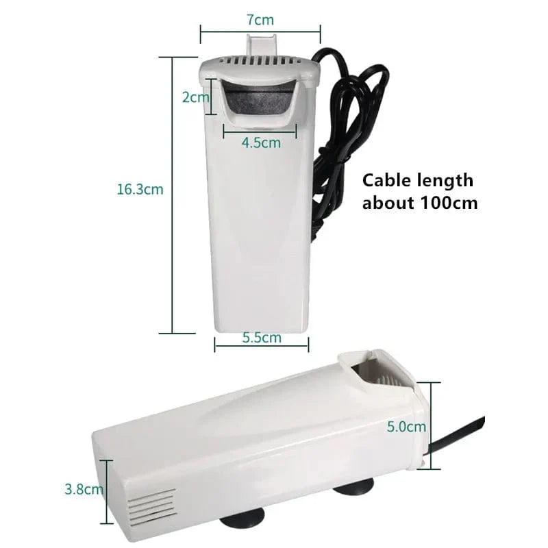 3W Aquarium Filter Pump for Waterfalls – 200L/H for Turtles and Fish, Low Water Level, 220-240V