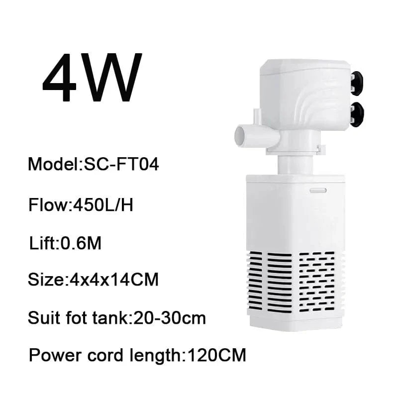 4-in-1 Unterwasserpumpe für Aquarien – Filter, Luftbläser und Wasserwechsel 220V