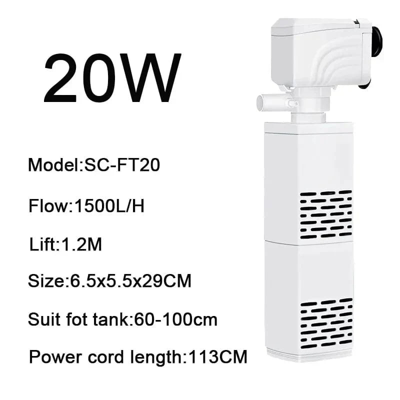 Versatile 4-in-1 Aquarium Filter Pump for Fish Tanks with Air Supply