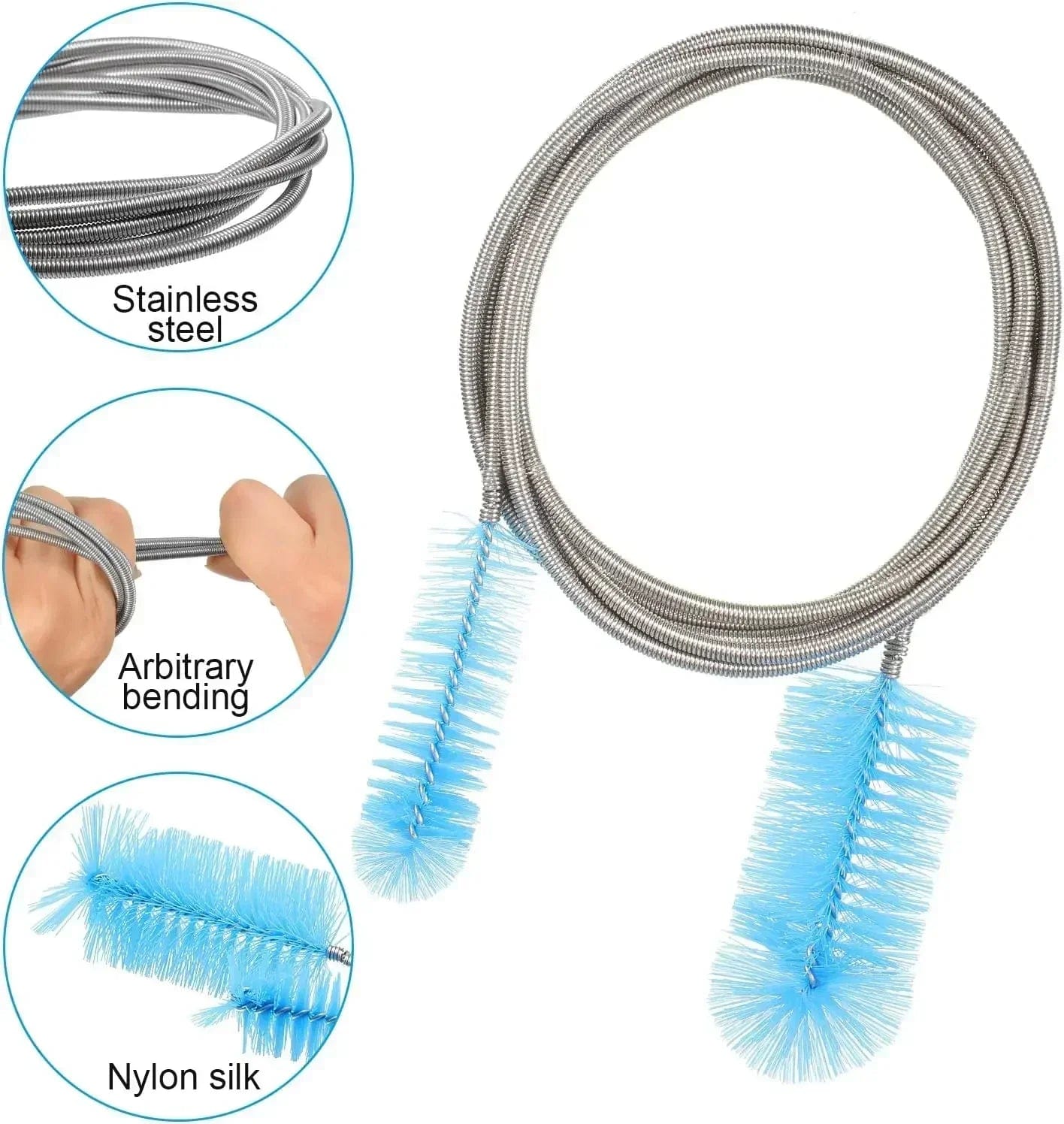 Flexible Reinigungsbürste für Aquarienrohre – Edelstahl & Nylon