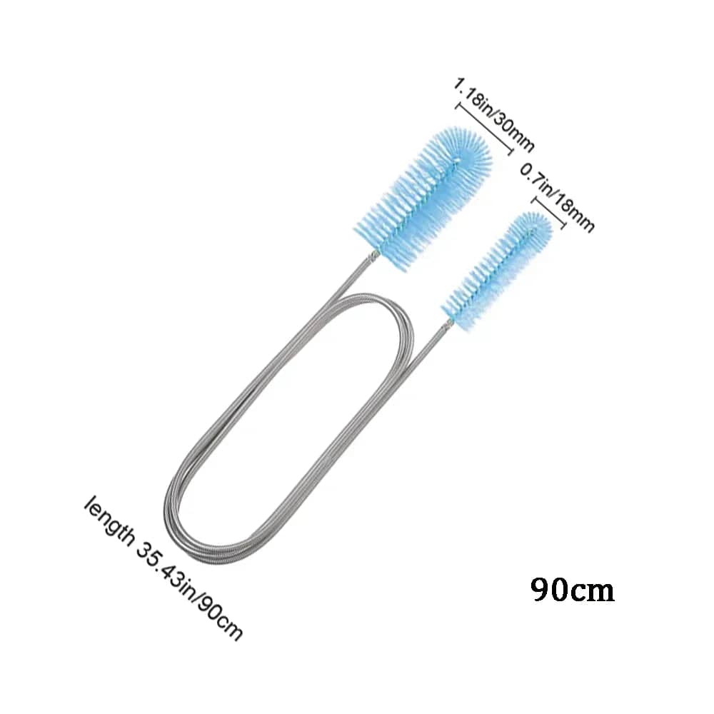 Aquarium Cleaning Brush 90/155/200CM for Air Hoses – Stainless Steel, Flexible, Double-Ended Tube Brush for Fish Tank Accessories