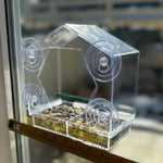 Clear Acrylic Bird Feeder with Suction Cup – Hanging Seed Tray