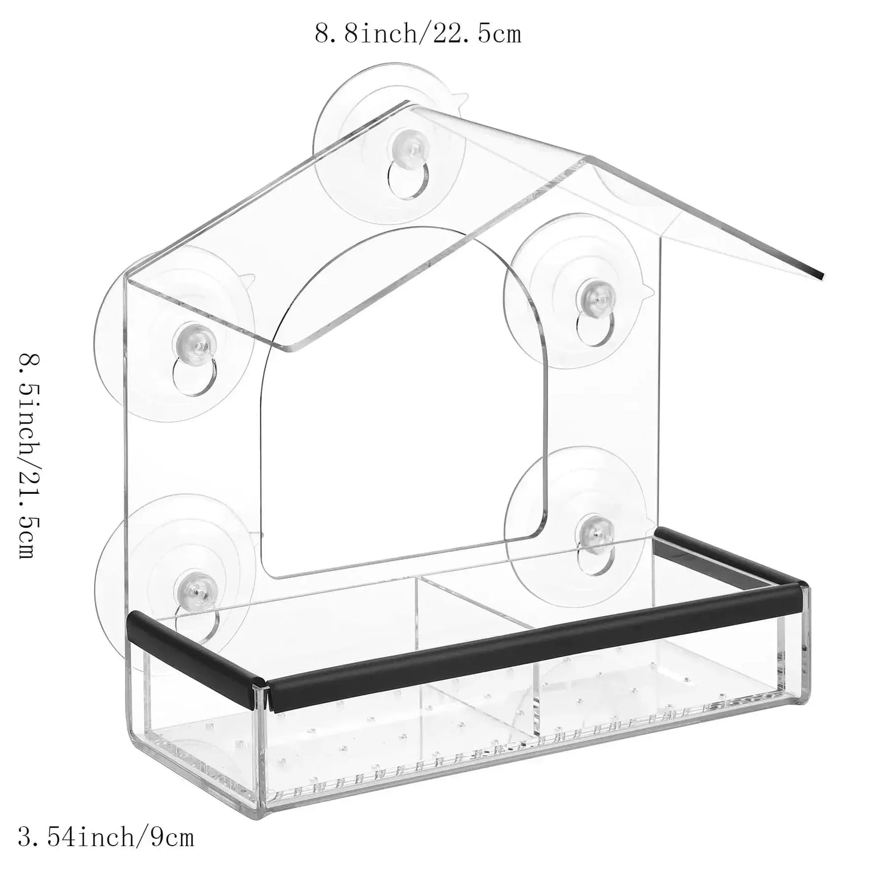 Clear Acrylic Bird Feeder with Suction Cup – Hanging Seed Tray