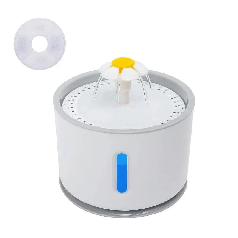 Automatischer Katzenbrunnen mit LED-Beleuchtung und 5 Ersatzfiltern, 2,4L, USB, geräuschlos, Trinkschale für Hunde und Katzen