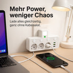 Vielseitige Steckdosenleiste mit USB und Schalter für Zuhause
