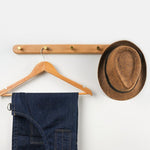 NaturaLine | Elegant Wooden Wall Coat Hook with Brass Hooks