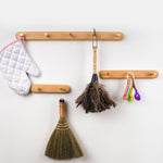 NaturaLine | Elegant Wooden Wall Coat Hook with Brass Hooks