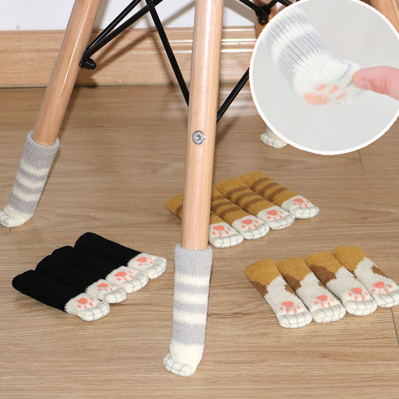 4er Set Rutschfeste Möbelbezüge mit Katzenpfoten-Design