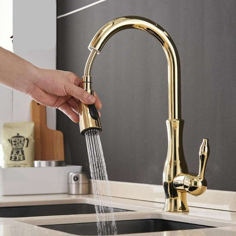 Elegant Kitchen Faucet with Pull-Out Spray Head – Stainless Steel 360° Swivel