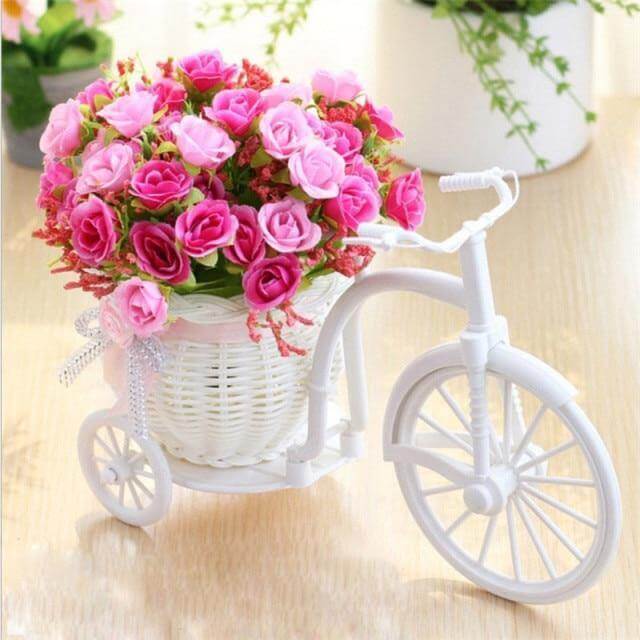 Bicycle Flower Basket Vase Decoration
