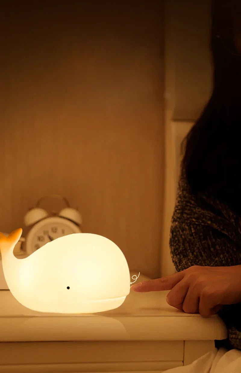 Gentle Whale Night Light with Color-Changing LED – Touch Control, USB