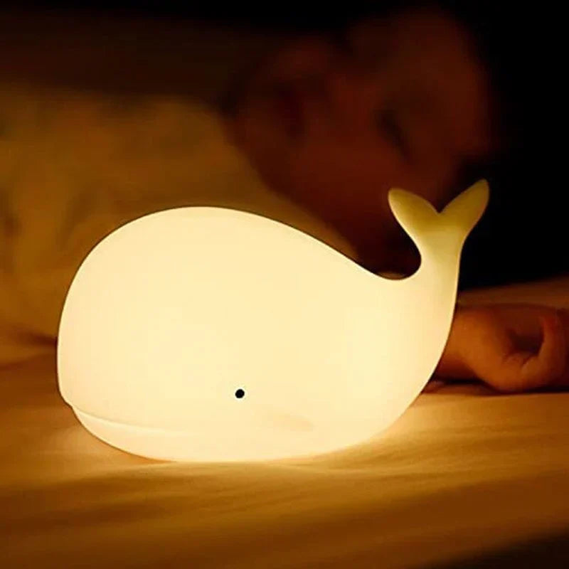 Gentle Whale Night Light with Color-Changing LED – Touch Control, USB