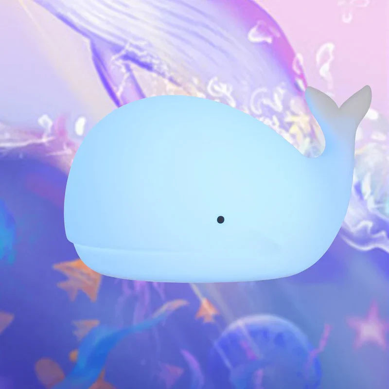 Gentle Whale Night Light with Color-Changing LED – Touch Control, USB