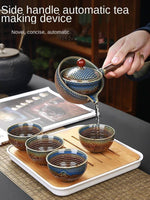 Elegant ceramic tea set with integrated filter for on the go