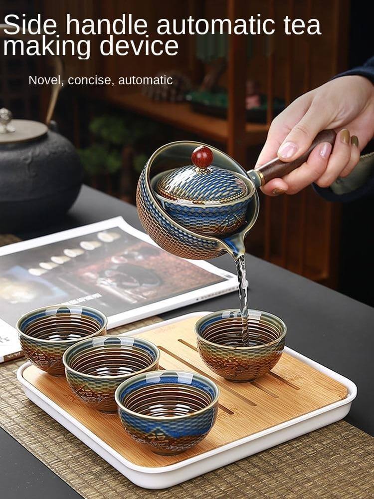 Elegant ceramic tea set with integrated filter for on the go
