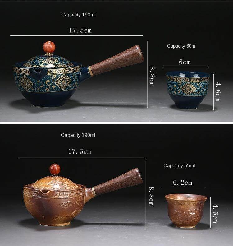 Elegant ceramic tea set with integrated filter for on the go